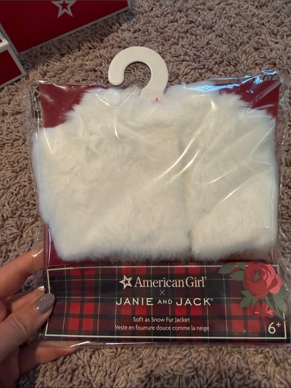 American girl Jamie and Jack soft as Snow White fur doll jacket